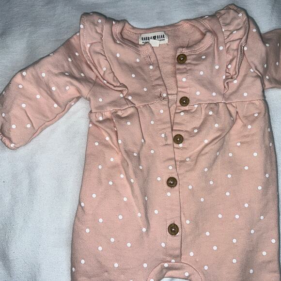 Rabbit + Bear Baby Girl Long Sleeve Polka Dot Ruffle Romper - 0-3 Months - Picture 8 of 8